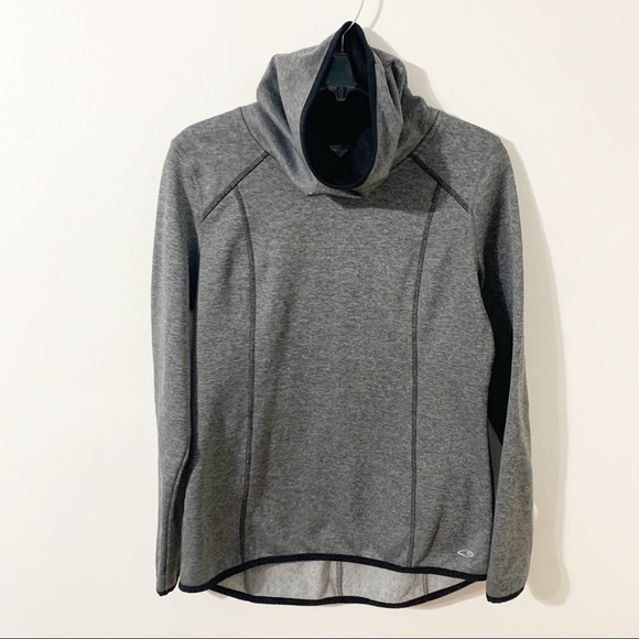 Champion Duo Dry Long Sleeve Turtleneck Pullover Sweatshirt Hi Lo Contrasting - Picture 8 of 9